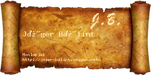 Jáger Bálint névjegykártya
